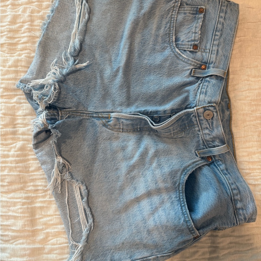 Levi's Light Blue Distressed Jean Shorts